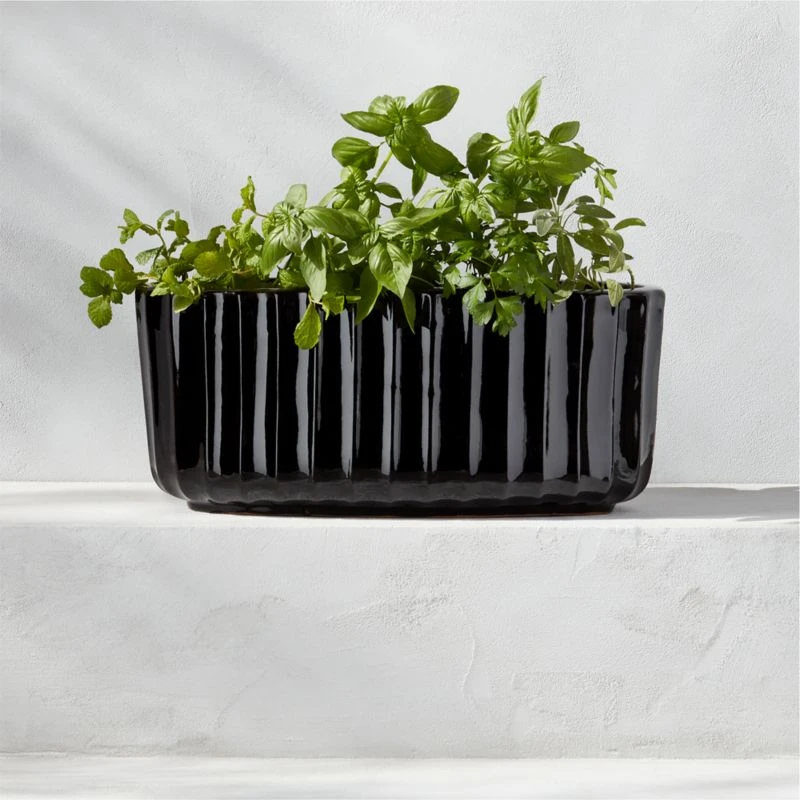 Demos Black Terracotta Outdoor Planter Small 3 Demos Black Terracotta Outdoor Planter Small - Image 3
