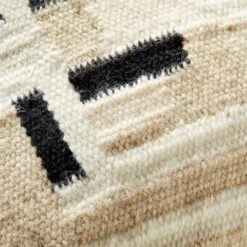 Diya Woven Natural And Black Throw Pillow With Down-Alternative Insert 18" -Cb2 DiyaWovenPillow18X18inAVSSF22