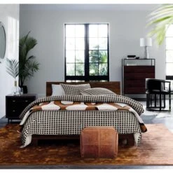 Dondra Teak Wood Queen Bed -Cb2 DondraQueenBedEstelaBlackWhiteSP19