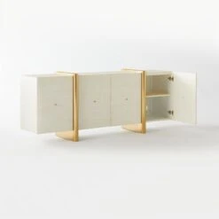 Dorset Lacquered White Linen Credenza -Cb2 DorsetLinenCredenza3QAVSSS21
