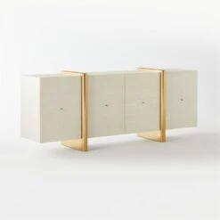 Dorset Lacquered White Linen Credenza -Cb2 DorsetLinenCredenza3QSSS21