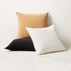 Doux White Velvet Throw Pillow With Down-Alternative Insert 23'' -Cb2 DouxPillowGroupFHS23 1