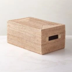 Emme Rectangular Handwoven Natural Rattan Storage Basket