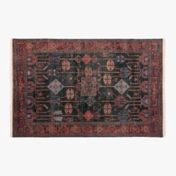Eros Handknotted Red And Blue Area Rug 5'x8'