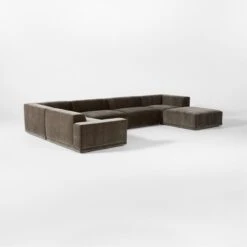 Faible 6-Piece U-Shaped Grey Performance Velvet Sectional Sofa With Left Arm -Cb2 FaibleGreyVlvtLA6PcSect3QSSS23