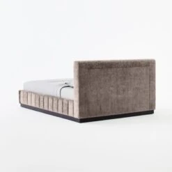 Forte Channeled Grey Velvet Queen Bed -Cb2 ForteGreyLushNickelQBed3QBSSS21