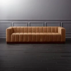 Forte 101" Extra-Large Channeled Saddle Leather Sofa