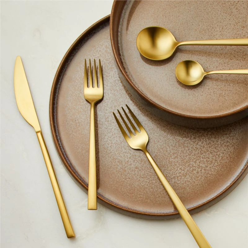 Galileo 5-Piece Brushed Gold Flatware Set 2 Galileo 5-Piece Brushed Gold Flatware Set - Image 2