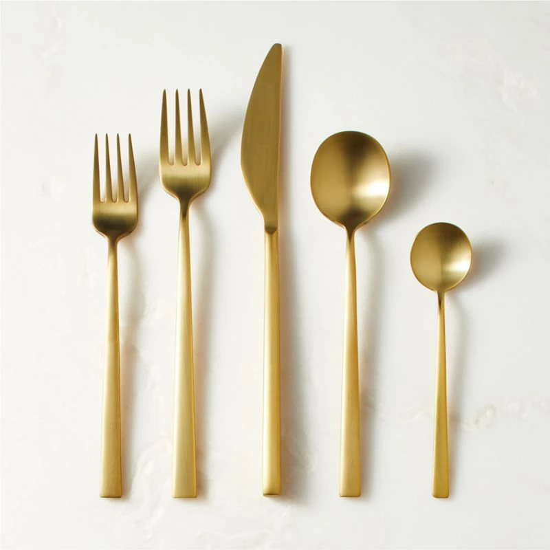 Galileo 5-Piece Brushed Gold Flatware Set 1 Galileo 5-Piece Brushed Gold Flatware Set