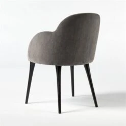 Giulia Grey Velvet Dining Armchair -Cb2 GiuliaGreyDiningChair3QBS21