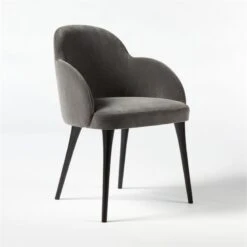 Giulia Grey Velvet Dining Armchair -Cb2 GiuliaGreyDiningChair3QS21