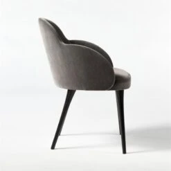 Giulia Grey Velvet Dining Armchair -Cb2 GiuliaGreyDiningChairSDS21