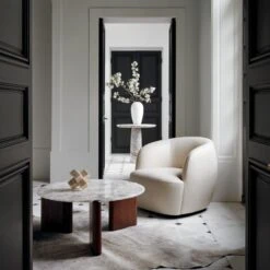 Santoro Round White Quartz Coffee Table -Cb2 GwynethIvoryLeatherChairJL20 1x1