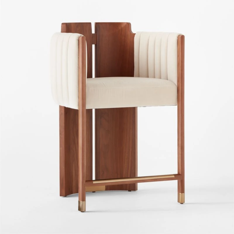 Half Moon Ivory Velvet Counter Stool 3 Half Moon Ivory Velvet Counter Stool - Image 3