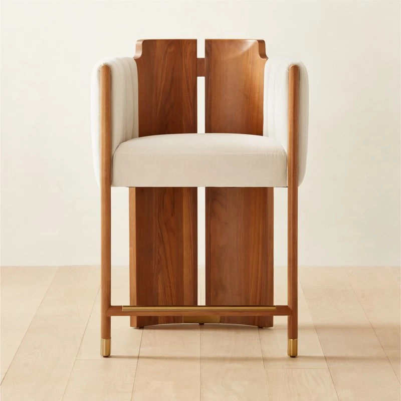 Half Moon Ivory Velvet Counter Stool 1 Half Moon Ivory Velvet Counter Stool