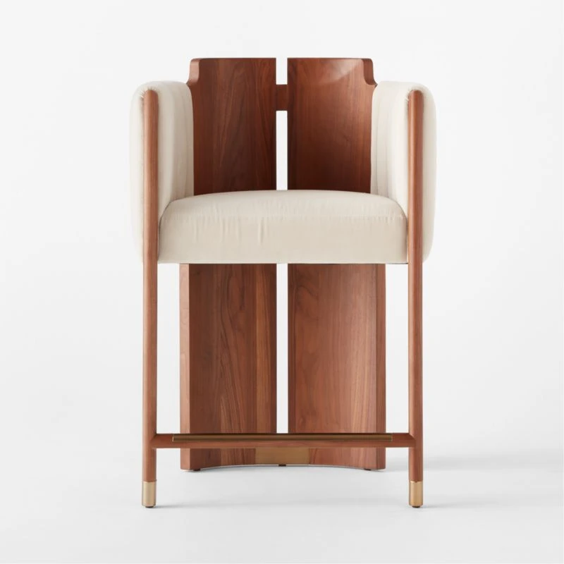 Half Moon Ivory Velvet Counter Stool 2 Half Moon Ivory Velvet Counter Stool - Image 2