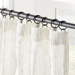Harlow Striped Linen-Blend Sheer Window Curtain Panel 48"x84" -Cb2 HarlowLnNCtnStpCtnPl96inAVSHF22