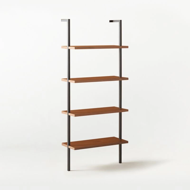 Helix Walnut Wood Wall Mount Bookshelf 70'' 4 Helix Walnut Wood Wall Mount Bookshelf 70'' - Image 4