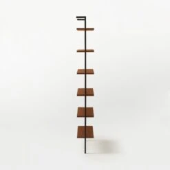 Helix Walnut Wood Wall Mount Bookshelf 96'' -Cb2 Helix96inWalnutBookcaseSDSSS21
