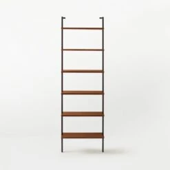 Helix Walnut Wood Wall Mount Bookshelf 96'' -Cb2 Helix96inWalnutBookcaseSOSSS21