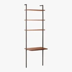Helix Walnut Wood Wall Mount Desk With Shelves 96'' -Cb2 HelixTallDeskWalnut3QS20