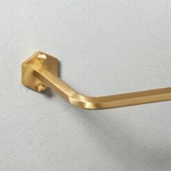 Hex Brushed Brass Towel Bar 18" -Cb2 HexTowelBar18inGoldRO2F17