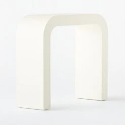 Horseshoe Ivory Lacquered Linen Console Table 36'' -Cb2 Horseshoe36inIvryLqdLnCnlTb3QF20