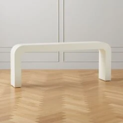 Horseshoe Ivory Lacquered Linen Console Table 80'' -Cb2 HorseshoeIvLqdLnLgCnslTblAVSHF20 1x1