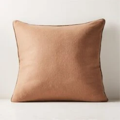 Ivy Camel Brown Cashmere Throw Pillow With Down-Alternative Insert 20"