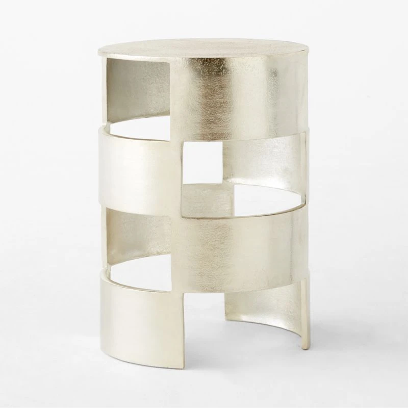 Jalousie Round Silver Cast Aluminum Side Table 6 Jalousie Round Silver Cast Aluminum Side Table - Image 6