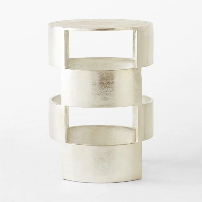 Jalousie Round Silver Cast Aluminum Side Table 7 Jalousie Round Silver Cast Aluminum Side Table - Image 7