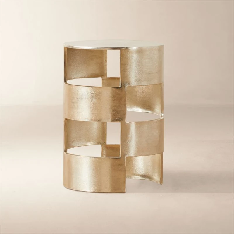 Jalousie Round Silver Cast Aluminum Side Table 1 Jalousie Round Silver Cast Aluminum Side Table