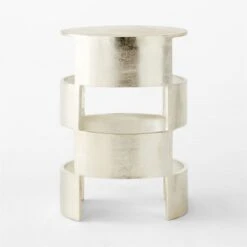 Jalousie Round Silver Cast Aluminum Side Table 12 Jalousie Round Silver Cast Aluminum Side Table -Cb2 JalousieAlmnRndSideTblSOSSF23