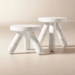 Jaxx White Marble Side Table Short -Cb2 JaxxWhtMrblSdTableGroupFHF23