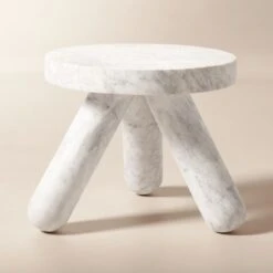 Jaxx White Marble Side Table Short