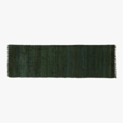 Kada Handknotted Viscose Green Runner Rug 2.5'x8'