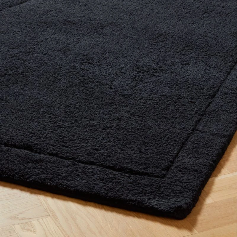 Kayamb Hand-Knotted Black New Zealand Wool Area Rug 5'x8' 3 Kayamb Hand-Knotted Black New Zealand Wool Area Rug 5'x8' - Image 3