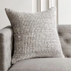 Keelie Ivory Grid Throw Pillow With Down-Alternative Insert 23"