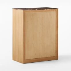 Kingsbury Tall 4-Drawer Curved Oak Wood Dresser With Marble Top -Cb2 KingsburyCrvdMrblChest3QBSSF22