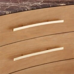 Kingsbury Tall 4-Drawer Curved Oak Wood Dresser With Marble Top -Cb2 KingsburyCrvdMrblChestAVSSF22