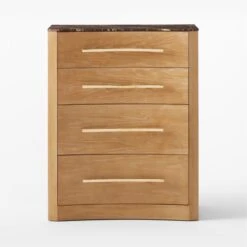 Kingsbury Tall 4-Drawer Curved Oak Wood Dresser With Marble Top -Cb2 KingsburyCrvdMrblChestSOSSF22