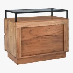 Lawson 2-Drawer Wood Nightstand With Glass Top -Cb2 LawsonNightstand3QBF19