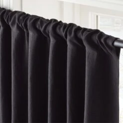 Black Linen Blackout Window Curtain Panel 48''x84'' -Cb2 LinenBkBkOt96CurtainPnlAVSHS23