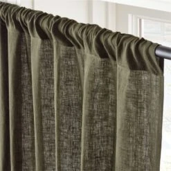 EUROPEAN FLAX™-Certified Linen Forest Green Window Curtain Panel 48''x108'' -Cb2 LinenFrtGrn96CurtainPnlAVSHS23