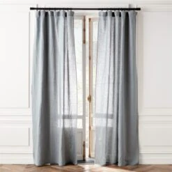 Lead Blue Linen Window Curtain Panel 48''x84''