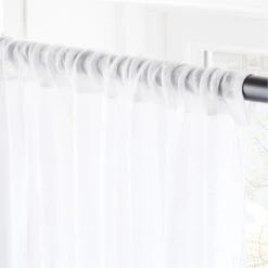 White Linen Sheer Window Curtain Panel 48"x84" 5 White Linen Sheer Window Curtain Panel 48"x84" -Cb2 LinenShrWhitePanel96inAV2SHF21
