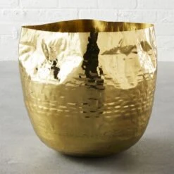 Liquid Hammered Brass Storage Basket Large