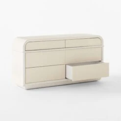 Lobos 6-Drawer White Wood Dresser -Cb2 LobosAshNLthrLowDresser3QAVSSS23