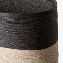 Luna Braided Two-Toned Storage Basket -Cb2 LunaBlackNNaturalBasketAVF19