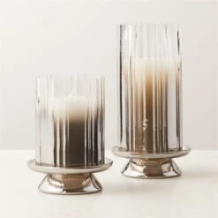Lustro Smoked Glass Hurricane Candle Holder Small -Cb2 LustroGlassHurricaneGroupFHF22